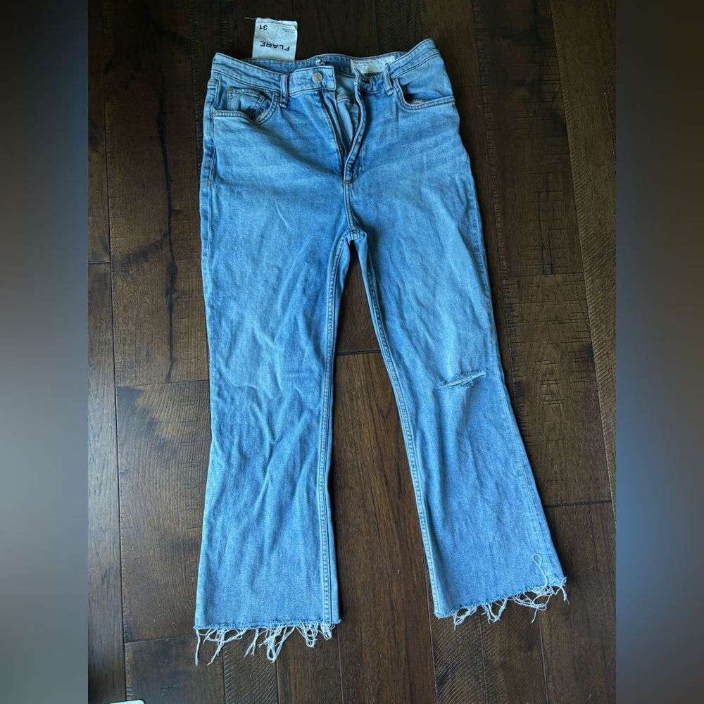 Women's Rag and Bone Casey High Rise Ankle Flare Blue Distressed Jeans